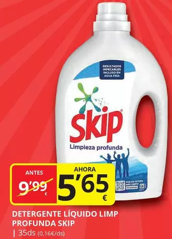 Oferta de Skip - Detergente Líquido Limp Profunda por 5,65€ en Supermercados MAS