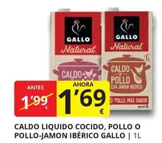 Oferta de Gallo - Caldo Liquido Cocido, Pollo O Pollo-Jamon Ibérico  por 1,69€ en Supermercados MAS