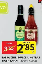 Oferta de Tiger Khan - Salsa Chili Dulce U Ostras por 2,85€ en Supermercados MAS