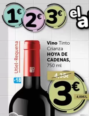 Oferta de Hoya de Cadenas - Vino Tinto Crianza por 3€ en Masymas