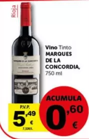 Oferta de Marques De La Concordia - Vino Tinto por 5,49€ en Masymas