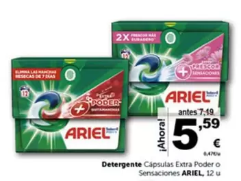 Oferta de Ariel - Detergente Capsulas Extra Poder O Sensaciones por 5,59€ en Masymas