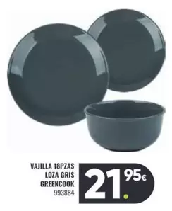 Oferta de Vajilla 18Pzas Loza Gris Greencook por 21,95€ en Family Cash