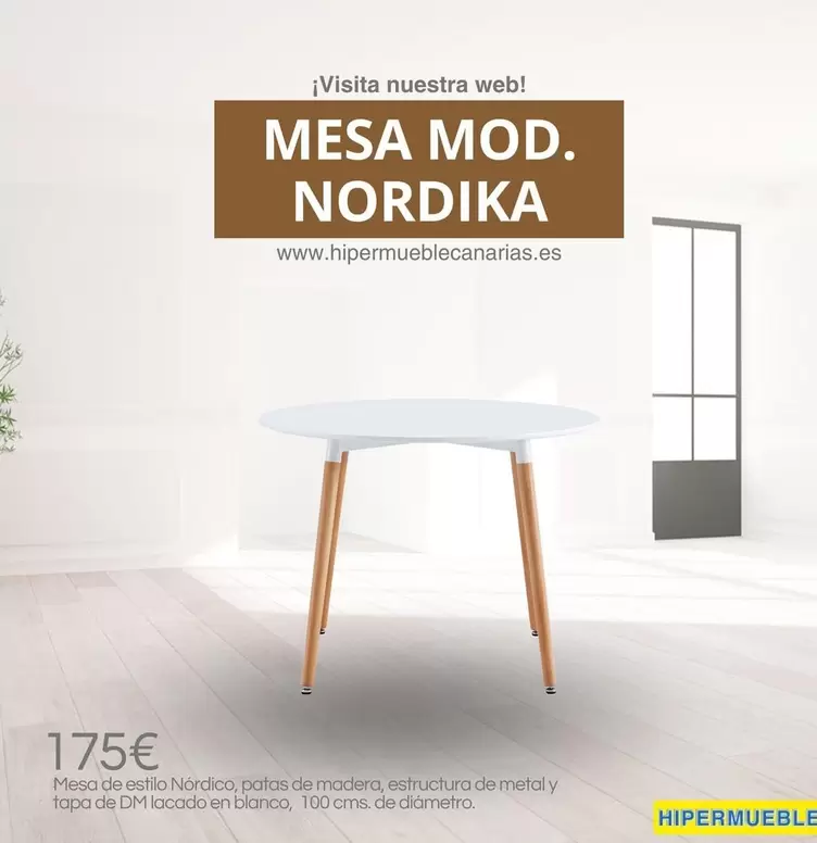 Oferta de Blanco - Mesa De Essuili Nordico por 175€ en HiperMueble Canarias