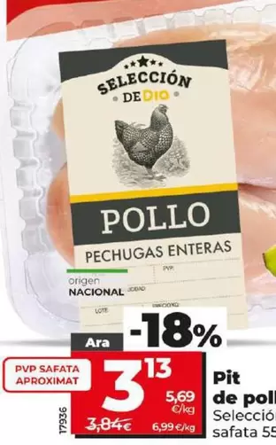 Oferta de Seleccion De Dia - Pechuga De Pollo Entera por 3,13€ en Dia