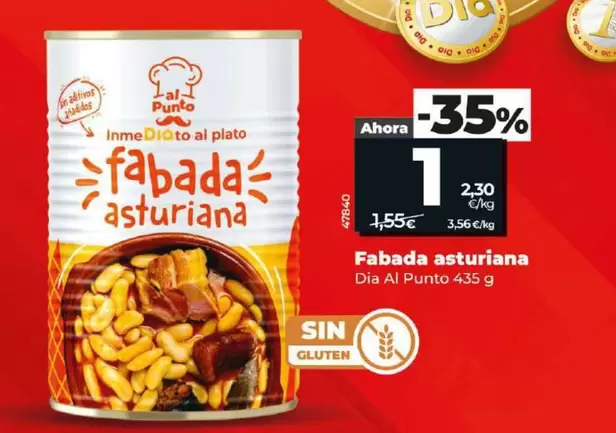 Oferta de Dia Al Punto - Fabada Asturiana por 1€ en Dia