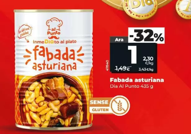 Oferta de Dia Al Punto - Fabada Asturiana por 1€ en Dia