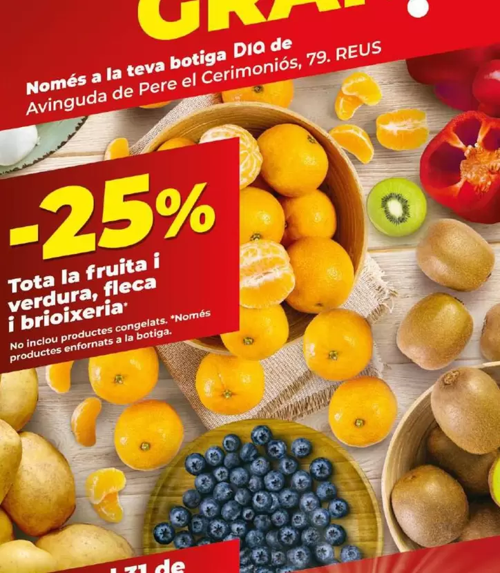 Oferta de Toda la fruta y verdura, panadería y bollería en Dia