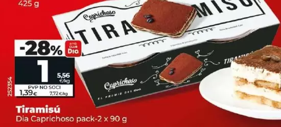 Oferta de Dia Caprichoso - Tiramisú por 1€ en Dia