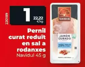 Oferta de Navidul - Jamon Curado Reducido En Sal En Lonchas por 1€ en Dia