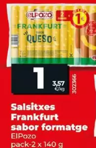 Oferta de Elpozo - Salchichas Frankfurt Sabor Queso por 1€ en Dia