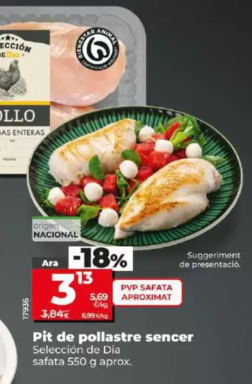 Oferta de Seleccion De Dia - Pechuga De Pollo Entera por 3,13€ en Dia