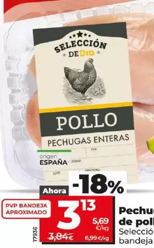 Oferta de Seleccion De Dia - Pechuga De Pollo Entera por 3,13€ en Dia