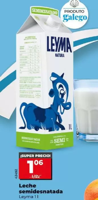 Oferta de Leyma - Leche Semidesnatada por 1,06€ en Dia