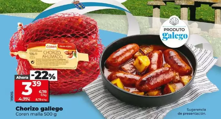 Oferta de Coren - Chorizo Gallego por 3,39€ en Dia