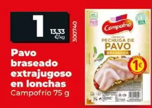 Oferta de Campofrío - Pavo Braseado Extrajugoso En Lonchas por 1€ en Dia