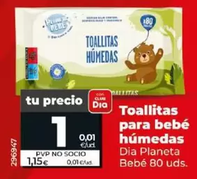 Oferta de Dia Planeta Bebe - Toallitas Para Bebe Humedas por 1€ en Dia