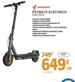 Oferta de Segway - Patinete Eléctrico Max G2 E por 649€ en E.Leclerc