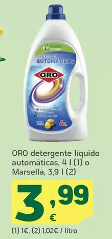 Oferta de Oro - Detergente Líquido Automaticas por 3,99€ en HiperDino