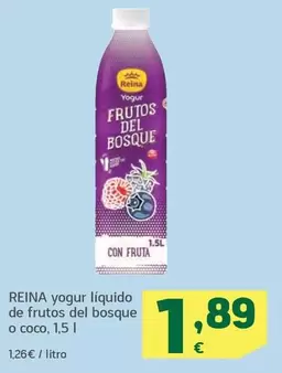 Oferta de Reina - Yogur Liquido De Frutos Del Bosque O Coco por 1,89€ en HiperDino