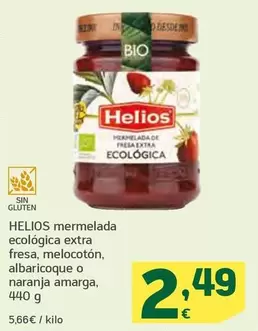 Oferta de Helios - Mermelada Ecologica Extra Fresa, Melocoton, Albaricoque O Naranja Amarga por 2,49€ en HiperDino