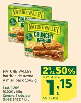 Oferta de Nature Valley - Barritas De Avena Y Miel por 2,29€ en HiperDino