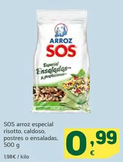 Oferta de Sos - Arroz Especial Risotto, Caldoso, Postres O Ensaladas por 0,99€ en HiperDino