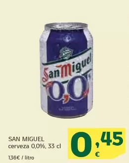 Oferta de San Miguel - Cerveza 0,0% por 0,45€ en HiperDino