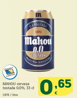 Oferta de Mahou - Cerveza Tostada 0,0% por 0,65€ en HiperDino