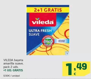 Oferta de Vileda - Bayeta Amarilla Suave por 1,49€ en HiperDino