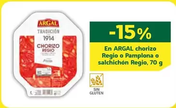 Oferta de Argal - Chorizo Regio O Pamplona O Salchichon Regio en HiperDino