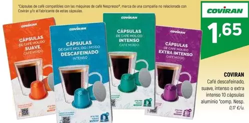 Oferta de Coviran - Cafe Descafeinado/ Suave/ Intenso O Extra Intenso 10 Capsulas Aluminio   por 1,65€ en Coviran