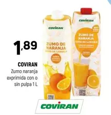 Oferta de Coviran - Zumo Naranja Exprimida Con O Sin Pulpa por 1,89€ en Coviran