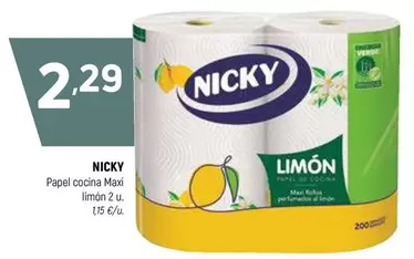 Oferta de Nicky - Papel Cocina Maxi Limon por 2,29€ en Coviran