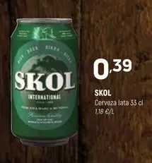 Oferta de Skol - Cerveza Lata por 0,39€ en Coviran