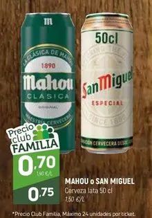 Oferta de Mahou - Cerveza Lata por 0,75€ en Coviran