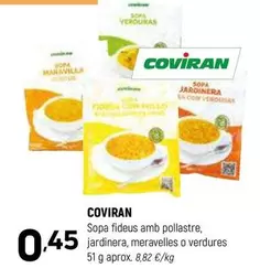 Oferta de Coviran - Sopa Fideus Amb Pollastre, Jardinera, Meravelles O Verdures por 0,45€ en Coviran