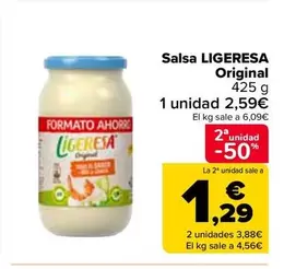 Oferta de Ligeresa - Salsa Original por 2,59€ en Carrefour