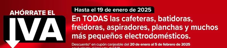 Oferta de En Todas Las Batidoras , Exprimidores , Cafetereas , Hervidores , Licuadoras , Tostadores , Freidoras, Sandwicheras, Planchas De Asar Y Robot De Cocina en Carrefour