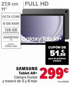 Oferta de Samsung - Tablet A9+ por 299€ en Carrefour