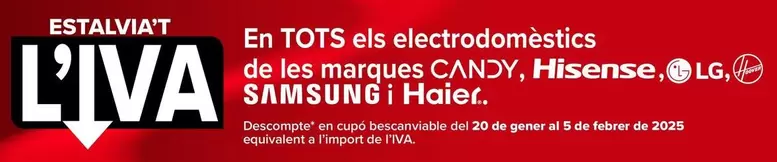 Oferta de En Todos Los Electrodomésticos De Las Marcas  Candy, Hisense, Lg, Hoover, Samsung Y Haier en Carrefour