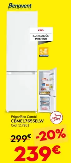 Oferta de Benavent - Frigorífico Combi Cbm216755ew por 239€ en Conforama