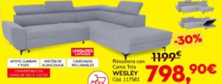 Oferta de Rínconera Con Cama Tela por 798,9€ en Conforama