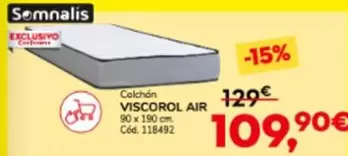 Oferta de Somnalis - Colchón Air Viscorol por 109,9€ en Conforama