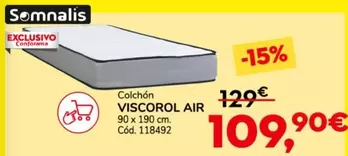 Oferta de Somnalis - Colchón Air Viscorol por 109,9€ en Conforama