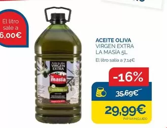 Oferta de La Masía - Aceite Oliva Virgen Extra por 29,99€ en Supermercados La Despensa