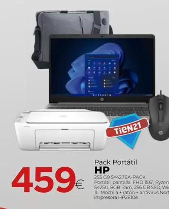 Oferta de HP - Pack Portátil  255 G9 5Y427EA-PACK por 459€ en Tien 21