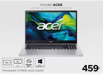 Oferta de Acer - Portatil por 459€ en Tien 21