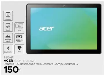 Oferta de Acer - Tablet SOSPIRO-ASIOWF por 150€ en Tien 21