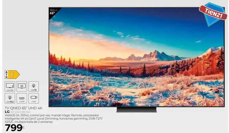 Oferta de LG - TV QNED 65" UHD 4K  por 799€ en Tien 21